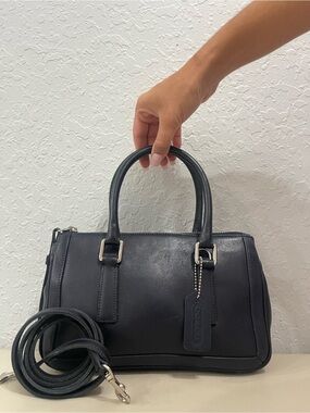 Vintage Bonnie Legacy Mini Coach Navy Leather Satchel